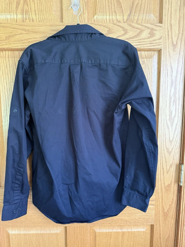 Lands End Heavyweight Black Button Mens Button Down Shirt Medium 15-15.5 Office - Image 2 of 4