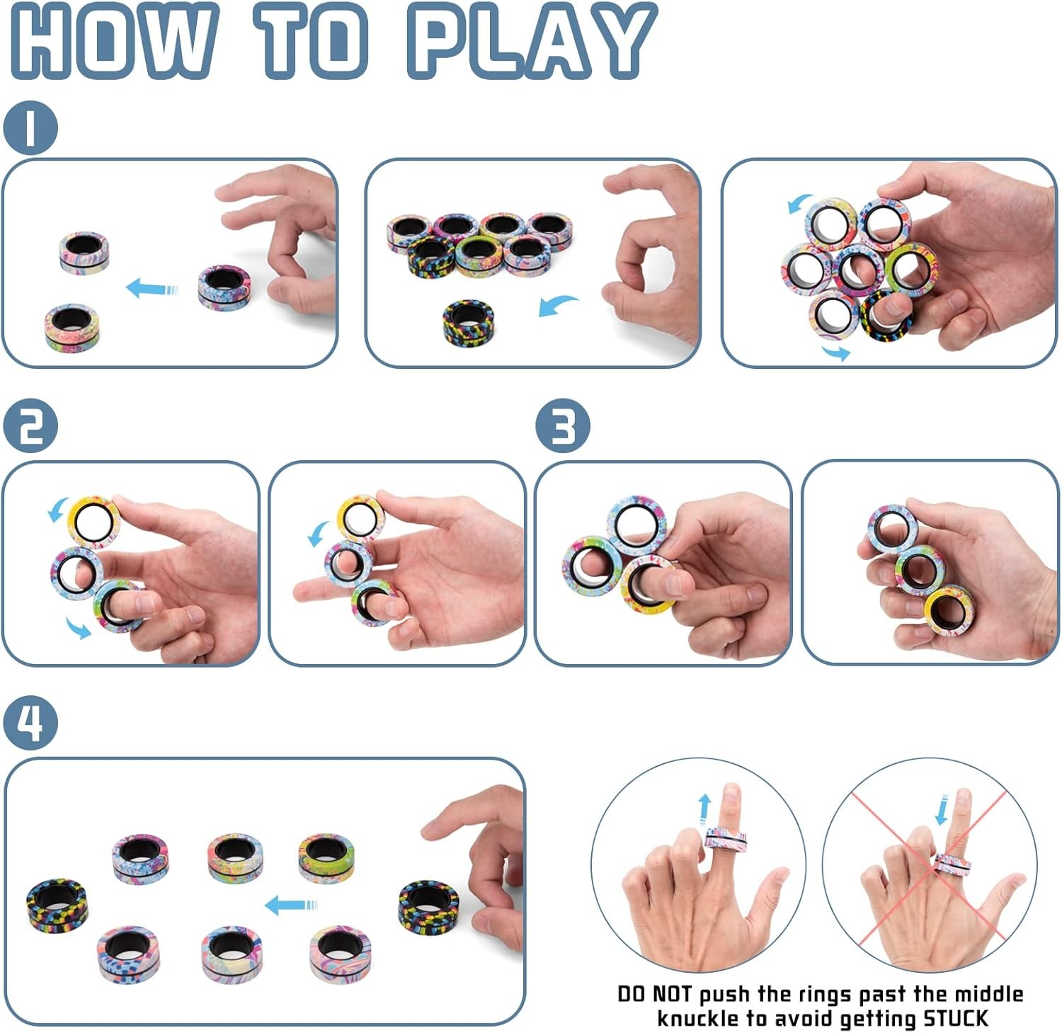 9Pcs Magnetic Rings Fidget Toys Adult Set, Idea ADHD Stress Toy... 