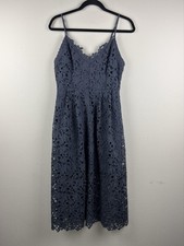 ASTR The Label Dress Periwinkle Navy Blue Lace Midi A Line Women's Large