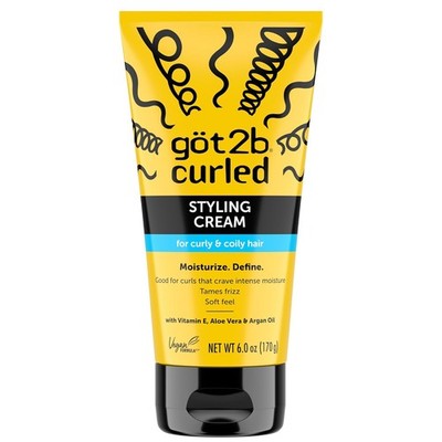 Got2B Curled Styling Cream, 6 Fl Oz, Curl Defining & Moisturizing Hair Cream for