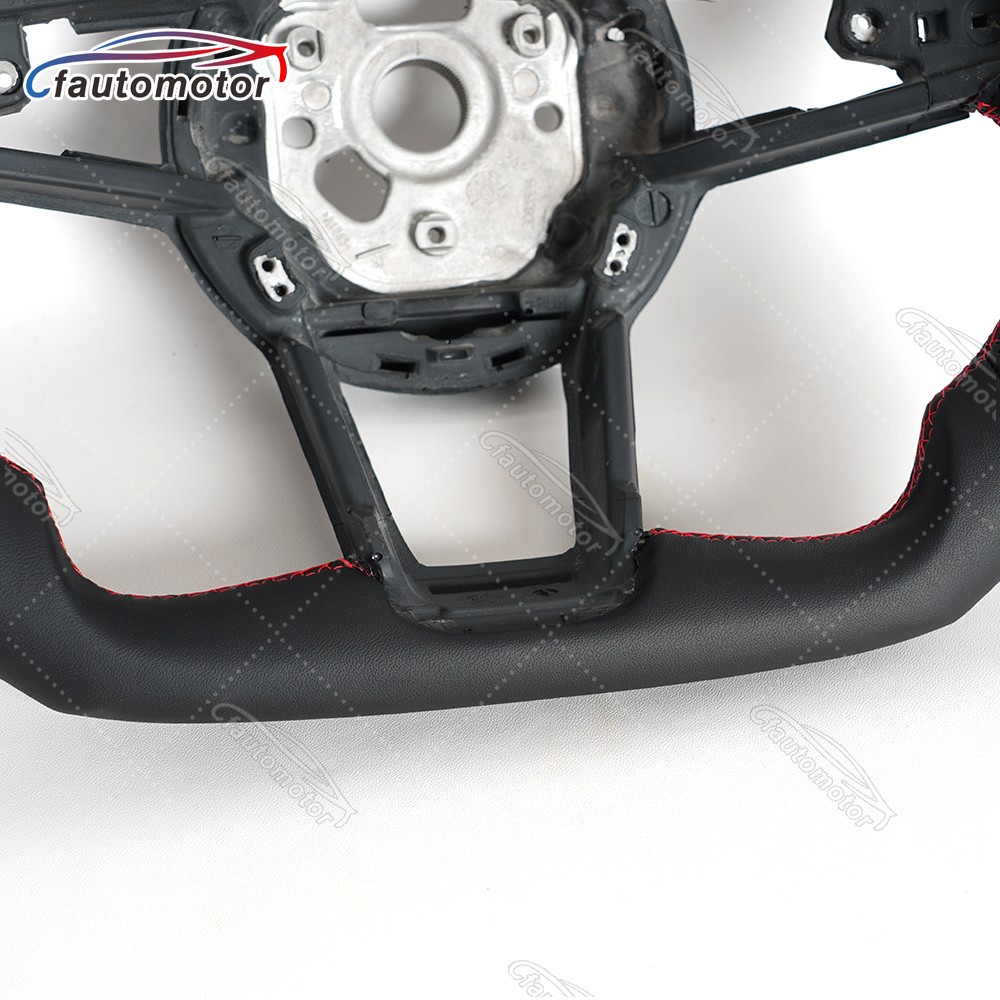 Black Leather Sport Steering Wheel Red Ring Fits Audi R8 TT TTS TTRS 2016-2024