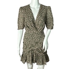 ASTR the Label Dress Womens Small Green Pink Ditzy Floral Shirred Cottagecore