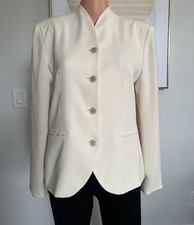 Lauren Ralph Lauren Ivory Blazer Single-Breasted Four-Button Lined Size 8