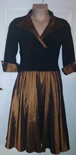 JESSICA HOWARD BLACK BRONZE TAFFETA 50'S NEW YORK MIDI DRESS 10 (12) £170 BNWT