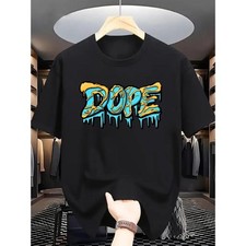 Vibrant Men's Dope Drip Graffiti Graphic T-Shirt Streetwear Hip Hop Tee