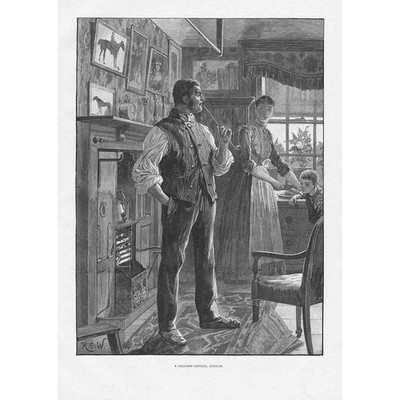 DURHAM A Collier's Cottage - antiker Druck 1893