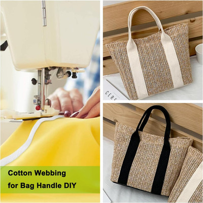 Cotton Webbing 1 Inch 12 Yards Natural Cotton Webbing Straps for Bags Handles...