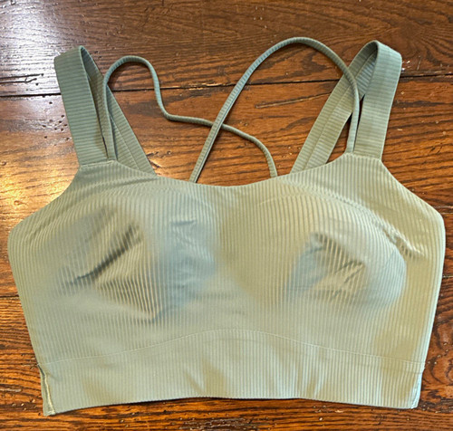 lululemon athletica Green Ribbed Crossback Padded Bra Medium Support Size 10