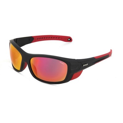 SINNER DENALI Herren/Damen Sonnenbrille MATTSCHWARZ & ROT/RAUCHROT ÖL KAT.3