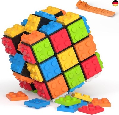 Vdealen Zauberwürfel Build-on Brick Ziegelsteine 3D Puzzle Cube 2-in-1 von 3x3 