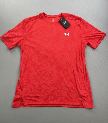 Under ARMOUR Mens Red Short Sleeve Geode Tech Vent Athletic Shirt Size M Loose