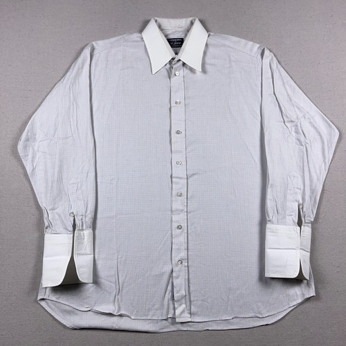 Gitman Bros, Vintage Gitman Bros Shirt Mens 17 - 33 Check Cotton French Cuff Made in USA
