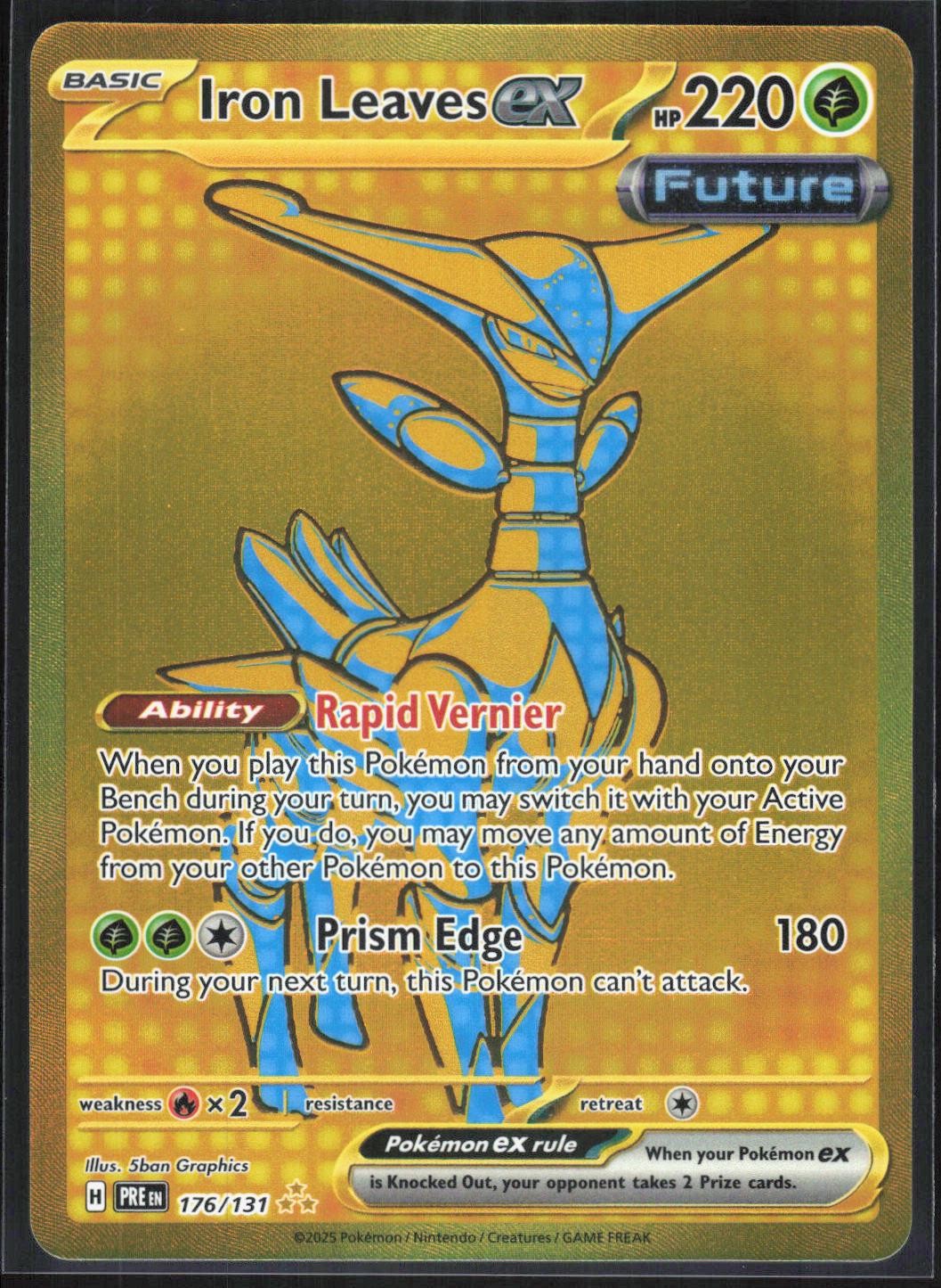 IRON LEAVES EX 176/131 HOLO HYPER RARE PRISMATIC EVOLUTIONS NM