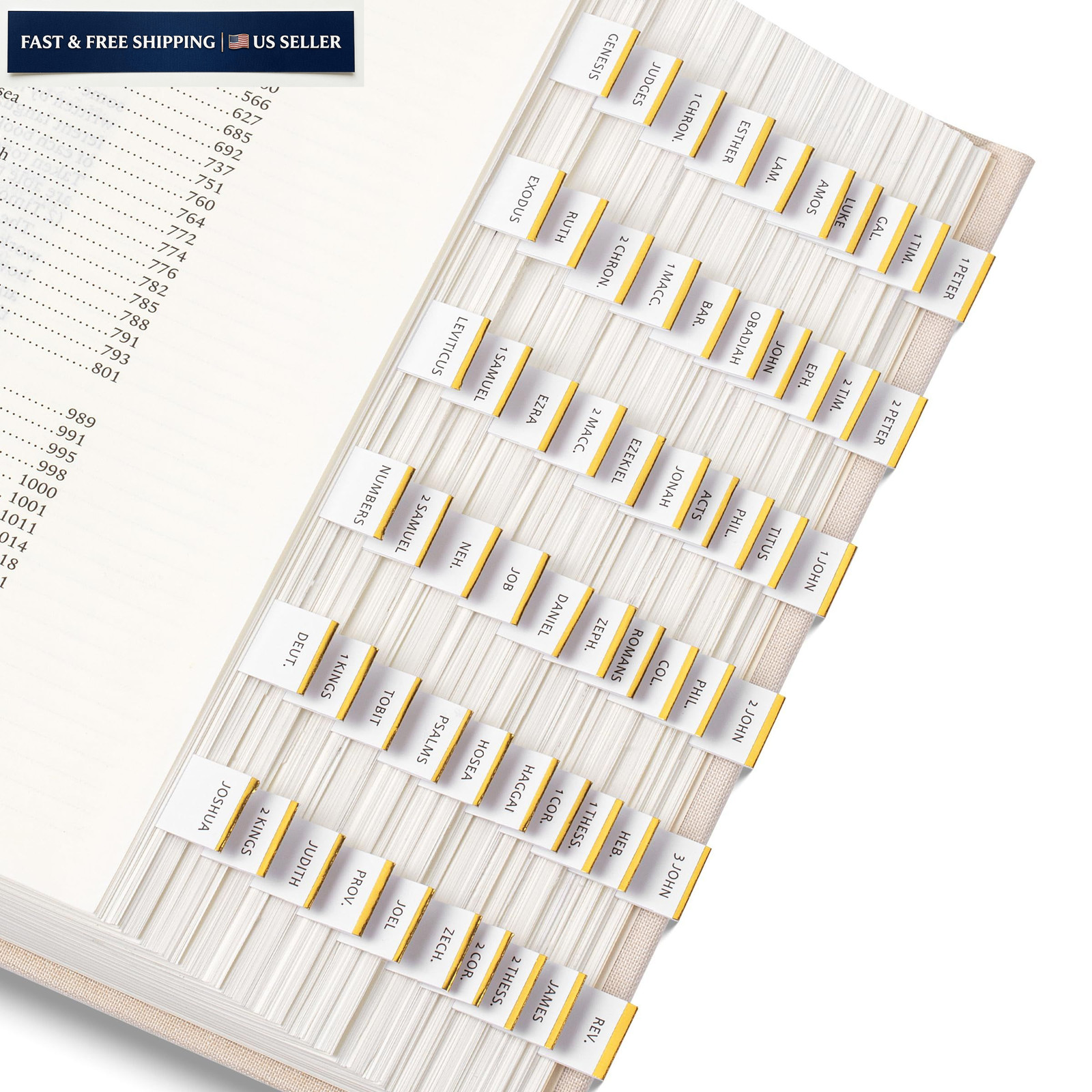 Mr. Pen- Mini Bible Tabs, 90 pcs, White with Gold Edge