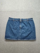 Rouje Paris Women Mini Jeans Skirt 36 Blue Pleated Front Zipper A Line Denim