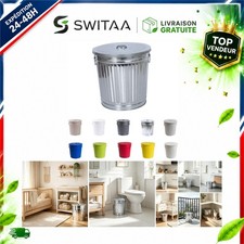 Poubelle en métal galvanisé 7 L avec couvercle, seau de table et jardin