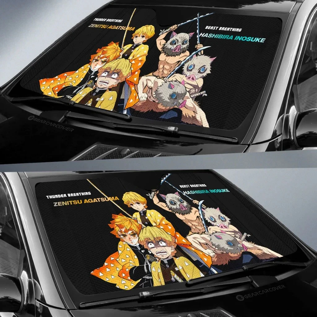 zenittsu And Inosuke Car Sunshade Custom