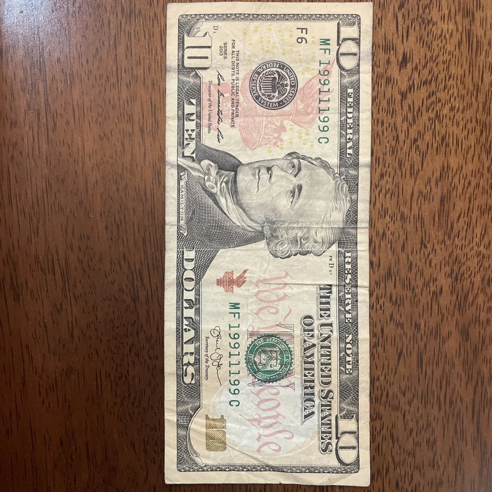 Fancy Serials Numbers “BINARY” Repeater 🔥 🔥 🔥 $10 2013 MF(19911199)C - Image 3 of 4