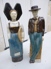 PAIRE DE FLACONS BOUTEILLES EN GRES EMAILLE ALSACIENS QUIMPER HB DOLFI ODETTA ?