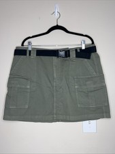 American Eagle Cargo A-Line Skirt Olive Green Utility Y2K Women's Size 16 NEW
