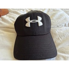 Under Armour Mens Blitzing Curved Brim Mesh Athletic Hat Black White MD/LG