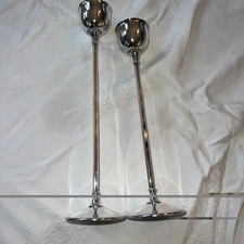 William Adams Pair Vintage Silverplate Candlestick Holders I0 & 11.50” ITALY MCM