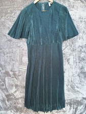 ASOS Womens Green Crinkled Midi Dress Flutter Sleeve Size 8 Evening Formal