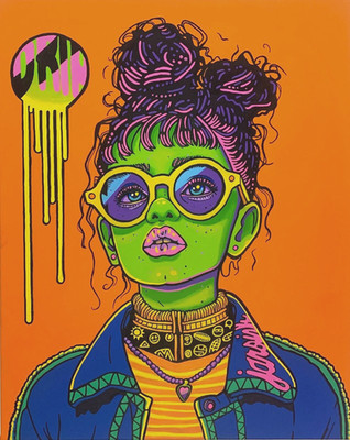 Neon Drip   16x20 Original Acrylic Painting on Canvas  