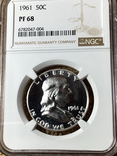 1961 Proof Franklin Half Dollar. NGC PF68. Free Shipping. (7004)