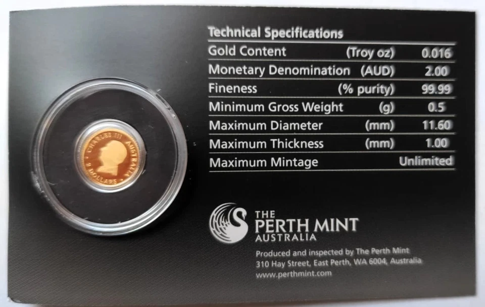 ★ 0,5 Gramm Goldbarren Kangaroo ★ The Perth Mint Australia ★ 2 Dollars - Bild 2 von 4