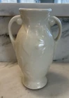 Vintage Shawnee Pottery Double Handle Vase Floral Cream White Matte Glaze