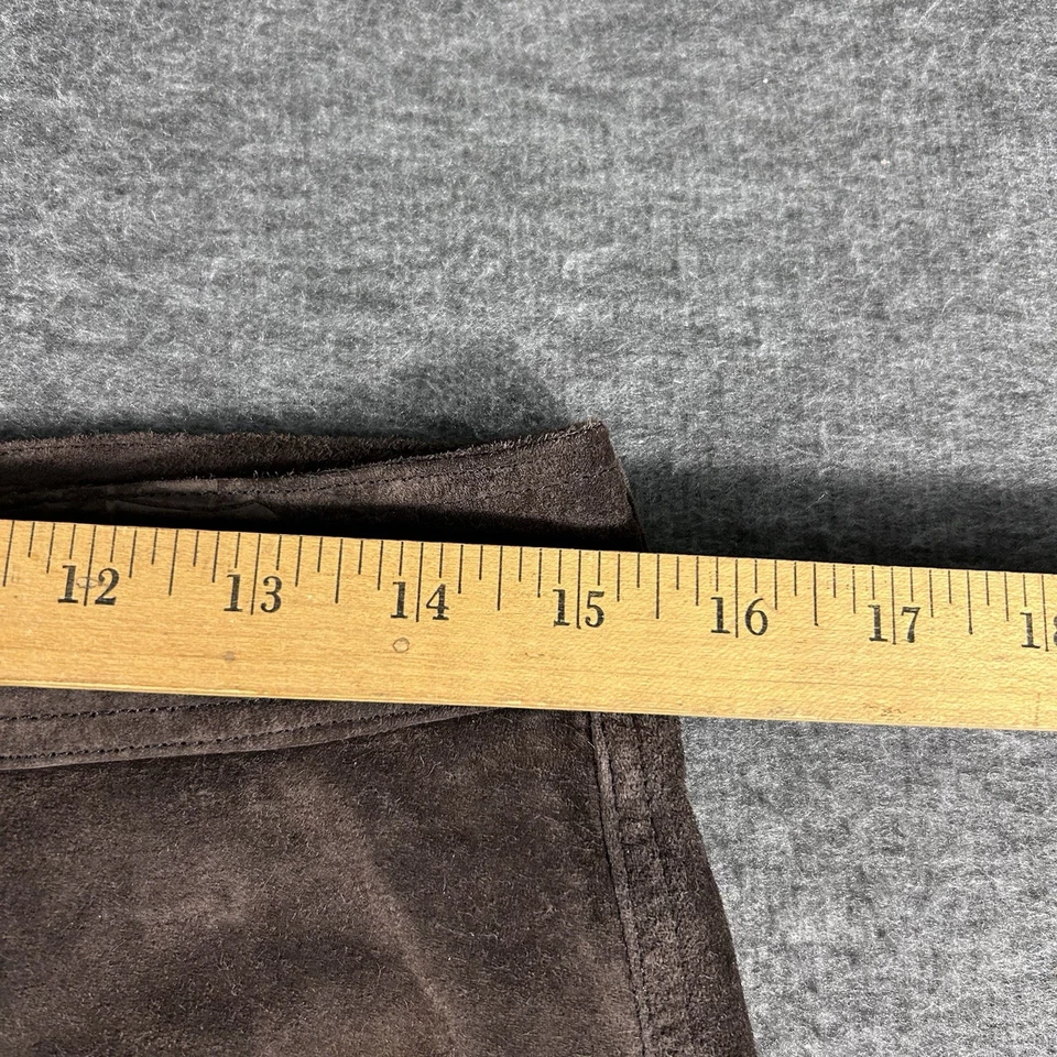 Minifalda de gamuza marrón chocolate para mujer bolsillos delanteros vaquera occidental talla 6 Foto 3 de 4