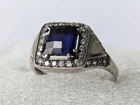 Vintage men's ring sterling silver 925 Size 12 Weight 4.77 g Blue and white gems