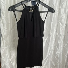 GUESS Los Angeles Women's Halter Mini Dress Layered Design Gold Chain Detail Sz4