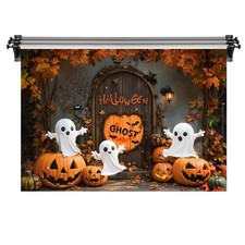 8x8ft/2.5x2.5m Halloween Backdrop for Photography Ghost Pumpkin Carving Photo...