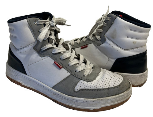 Levi's Levi Strauss Men's Size 10 High Top Leather White Gray Shoes Sneakers