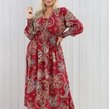 Goose Island Florence Cuffed Maxi Dress in Wine