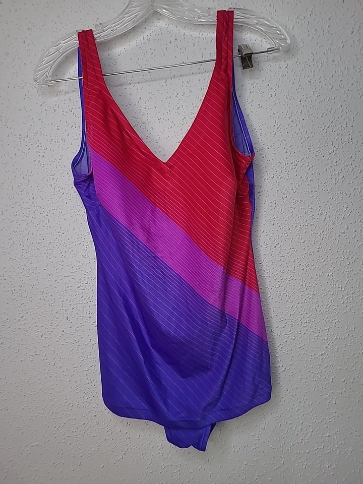 Vintage 70s 80s Jantzen Retro Pin Up One Piece Swimsuit Pointy Dart Bra Size 18 - Image 4 of 4