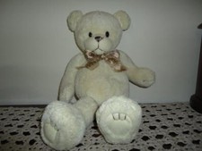 First Main Bear MURDOCH 15 inch Rubber Snout Cream Coloured Chiffon Ribbon