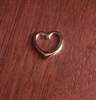 14K GELBGOLD KLEINER POLIERTER SCHWEBENDER HERZ DIA ANHÄNGER CHARM