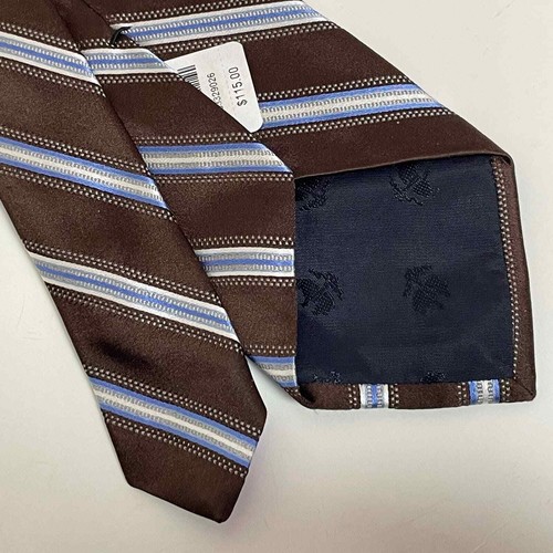 NWT Brooks Brothers Makers Men's Necktie Brown Blue White Striped Tie - Picture 5 of 6