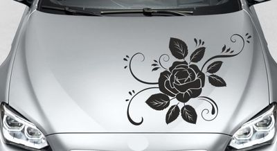 Aufkleber Motorhaube AUTO Tattoo Sticker  CAR STYLE Tribal Blume ROSE Blatt 45