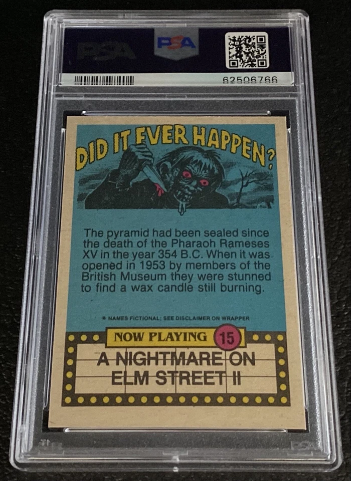 PSA 10 1988 OPC Fright Flicks Freddy Krueger #15 A Nightmare On Elm Street Card - Image 2 of 2