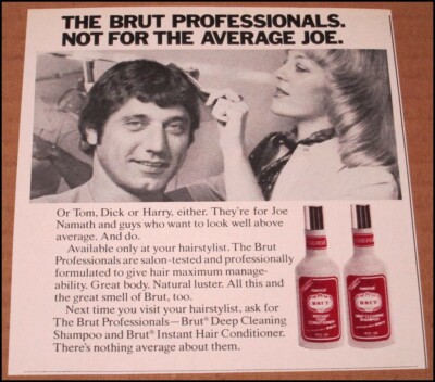 1976 Joe Namath Brut Print Ad Advertisement Clipping 5''x5.25'' New York Jets