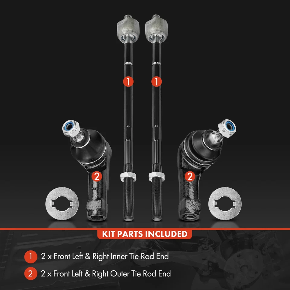 4x Front Inner and Outer Steering Tie Rod End for Ford Focus 2009-2011 2.0L 2.5L - image 3 of 4