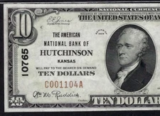 🇺🇸 KS 1929 $10 ♚♚HUTCHINSON, KANSAS♚♚ THE AMERICAN NB PCGS CHOICE UNC 63 PPQ