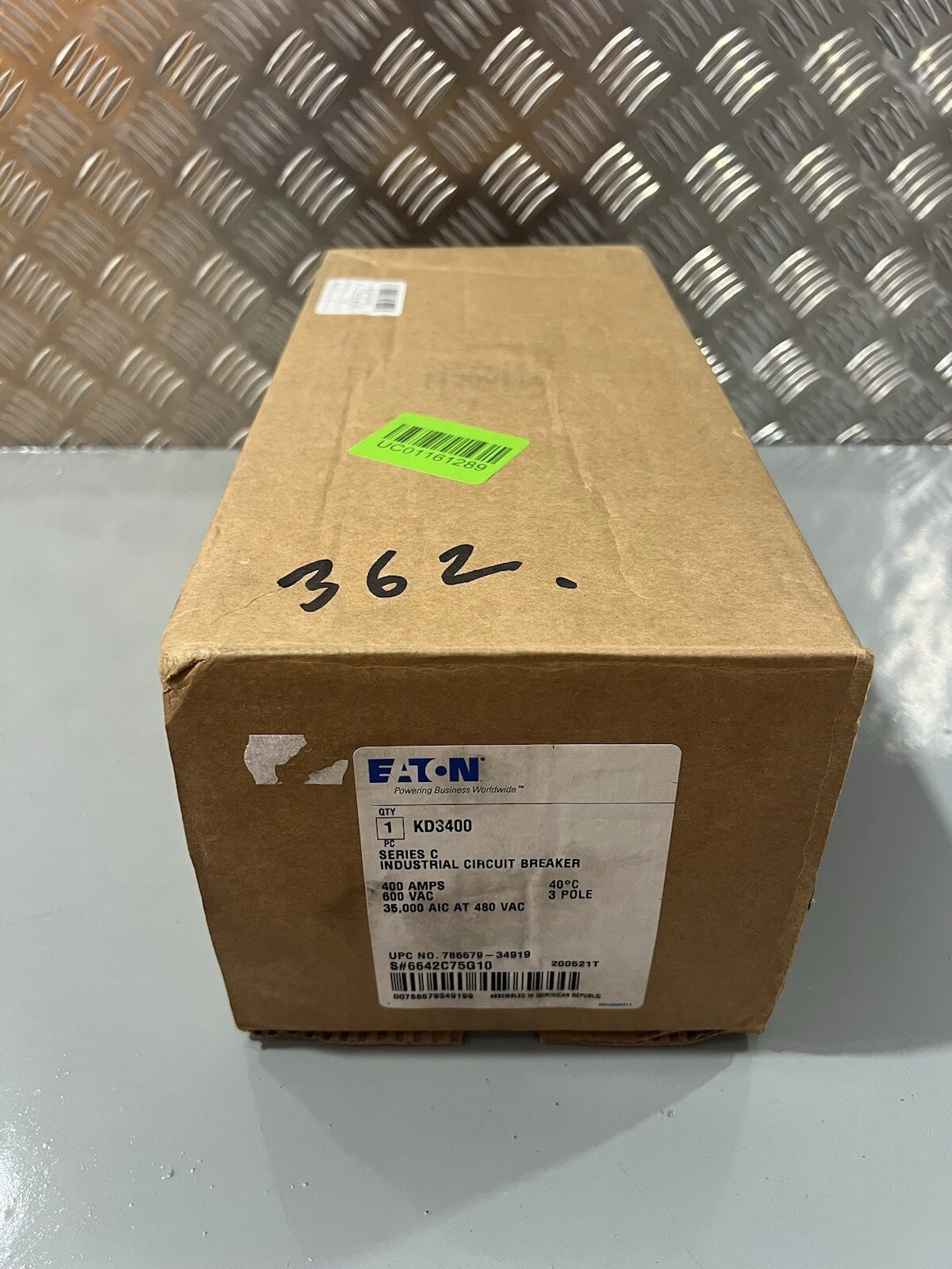 Eaton KD3400F Industrial Circuit Breaker 400 Amp 3 Pole KD35k 1492D81G03 - New 11