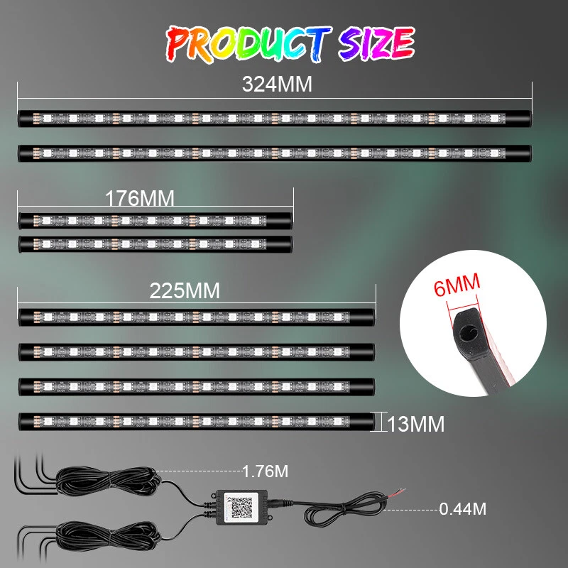 1 Juego de Tiras de Luz LED RGB Neón Bajo Brillo Motocicleta para BMW SUZUKI Honda Foto 3 de 4