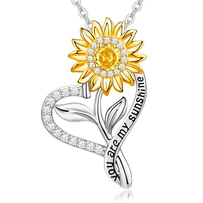 TO MOM's day gift s925 Sterling Silver Sunshine Sunflower Lover Necklace
