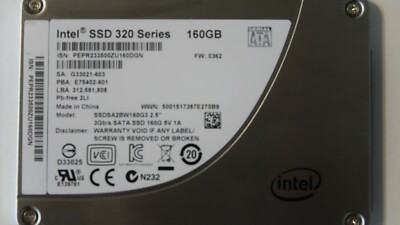 Intel SSDSA2BW160G3 320 Séries 3Gb/S 160gb 2.5  SATA SSD